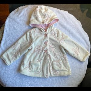 Greendog off white with pink flower design warm jacket